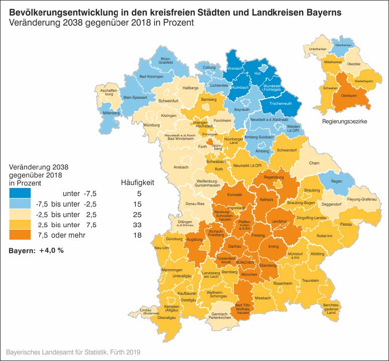 Bev lkerungsvorausberechnung f r Bayern  bis 2038 