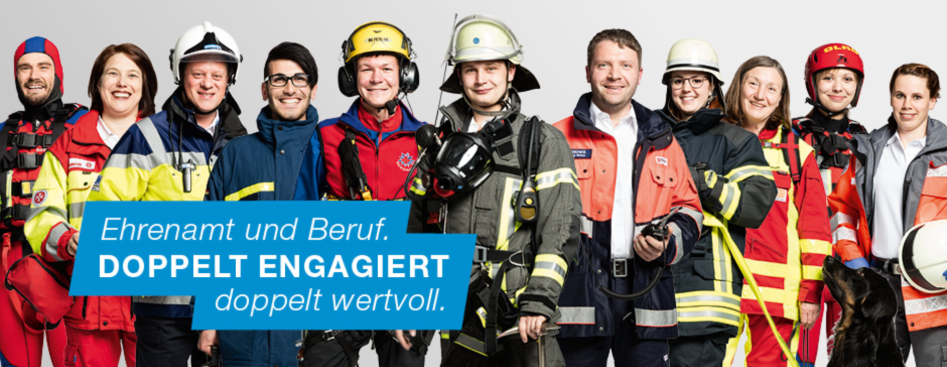Ehrenamtliche von Feuerwehren, Hilfsorganisationen und THW