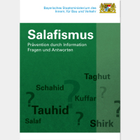 Das Bild zeigt das Cover der Broschüre „Salafismus Prävention durch Information“