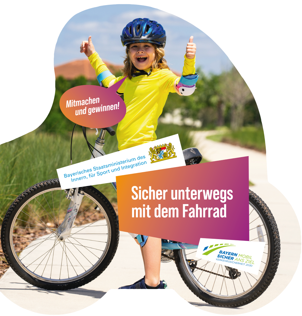 Cover der Broschüre zum Verkehrssicherheitsgewinnspiel 2024: Sicher unterwegs mit dem Fahrrad