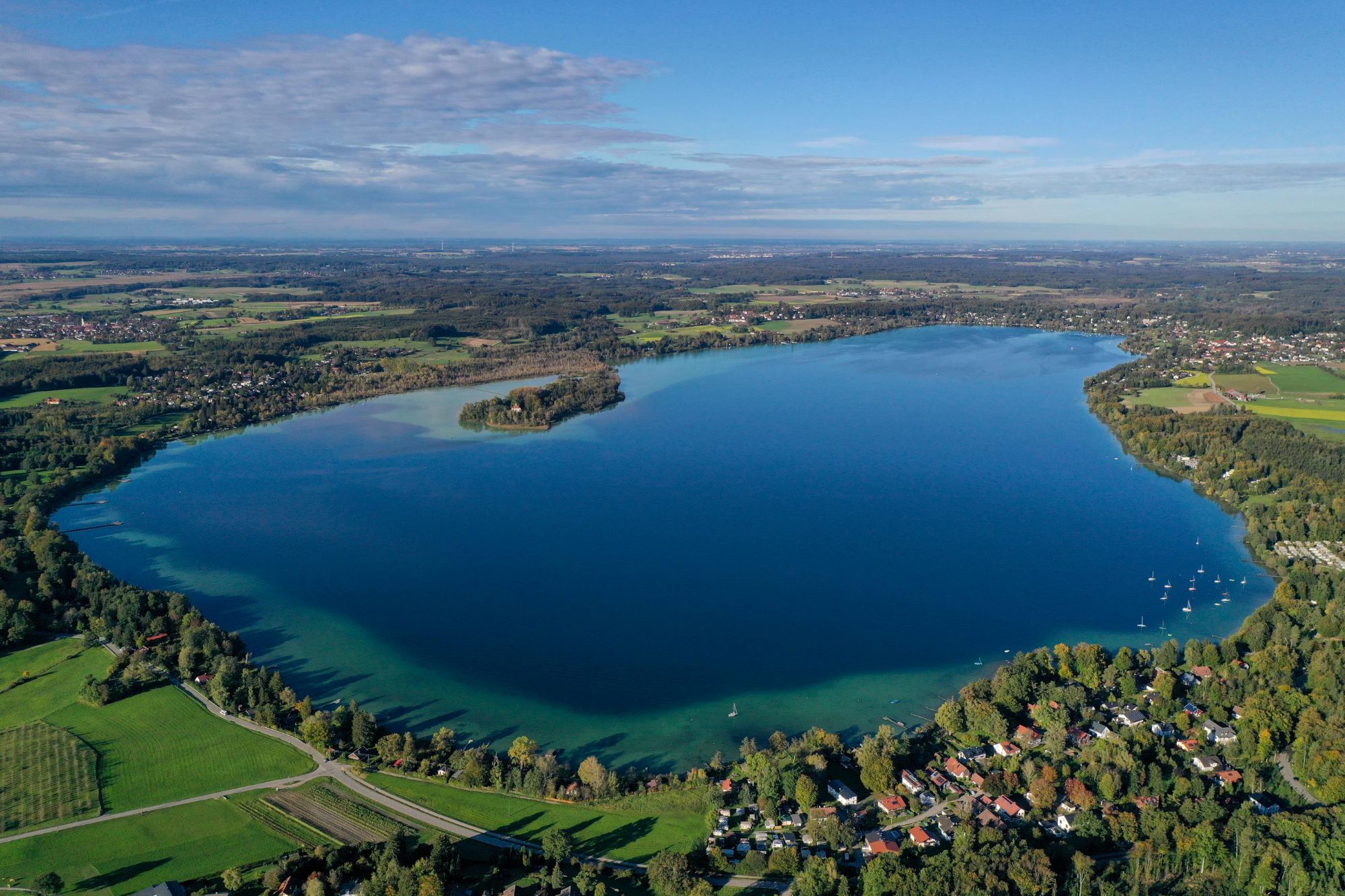 Wörthsee in Seefeld Bayern von oben
