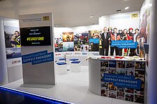 Unser Messestand zur Kampagne "Doppelt engagiert" auf der Heim und Handwerk Messe.