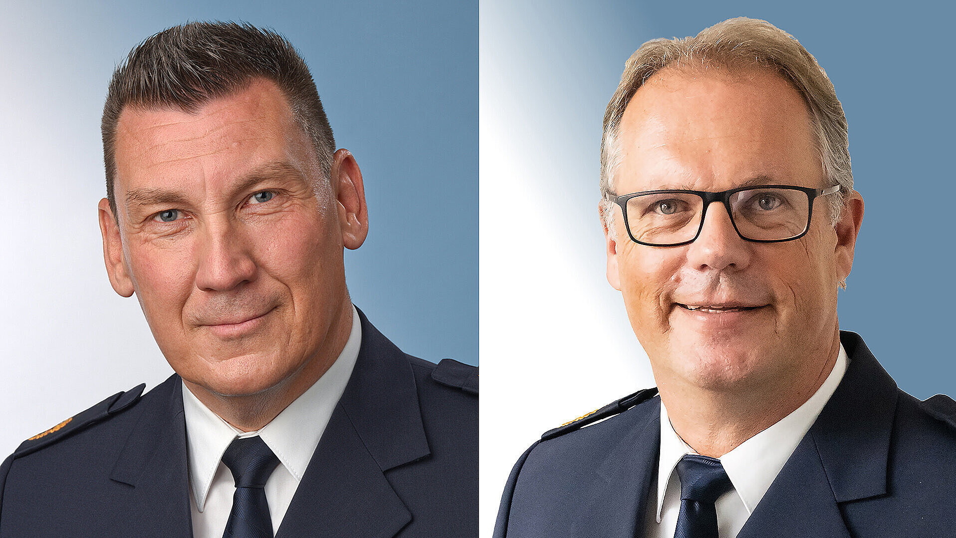In der Fotomontage ist auf der linken Seite Stefan Weis und auf der rechten Seite Detlev Tolle zu sehen. Beide sind in ihrer Dienstuniform.