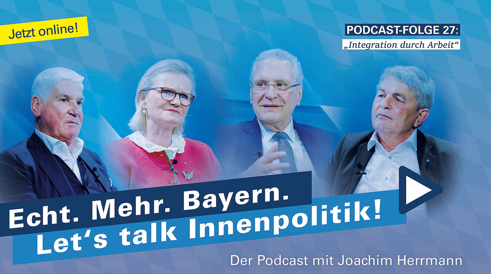 Auf dem Bild sind neben Joachim Herrmann noch die weiteren Gesprächspartner zu sehen