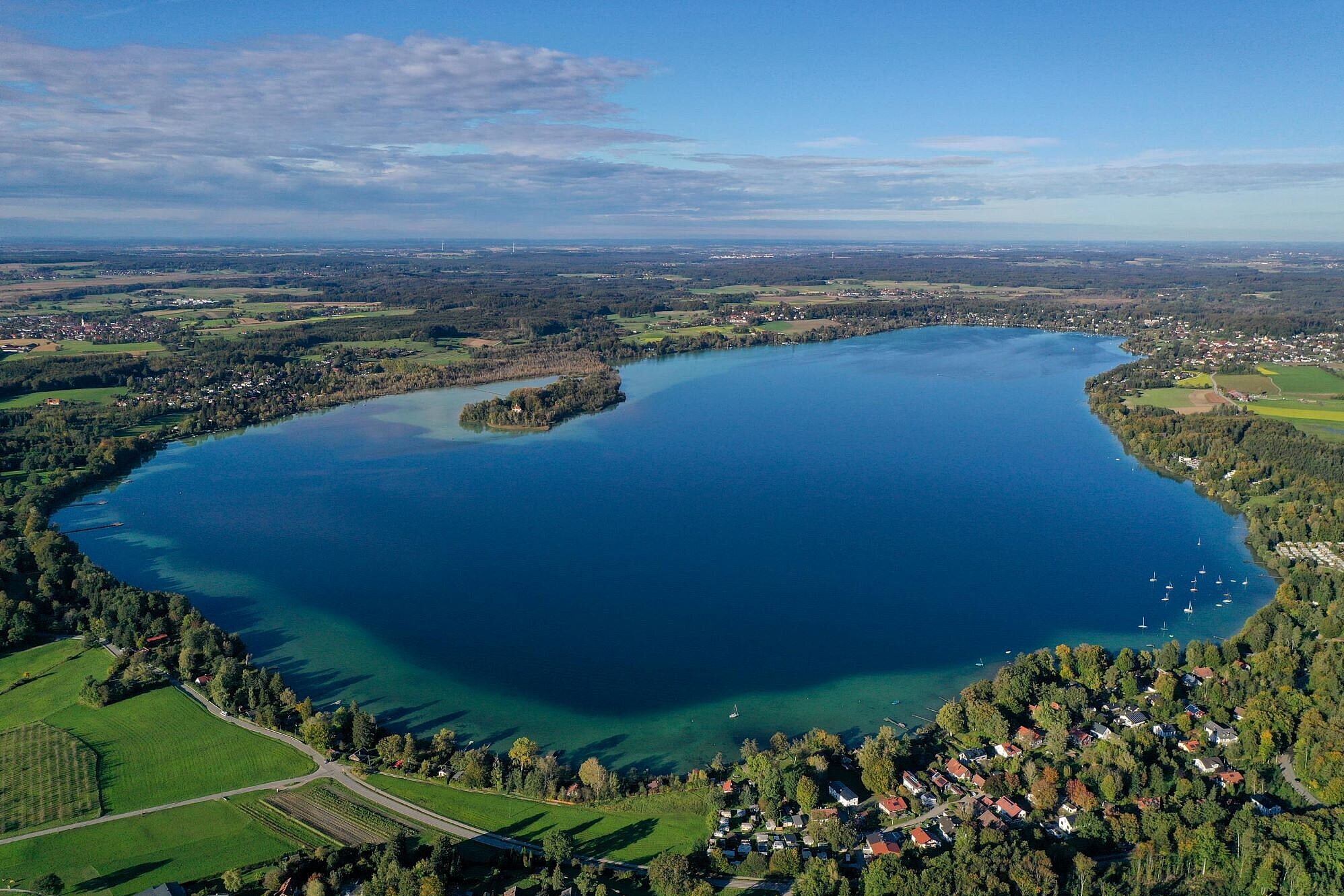 Wörthsee in Seefeld Bayern von oben