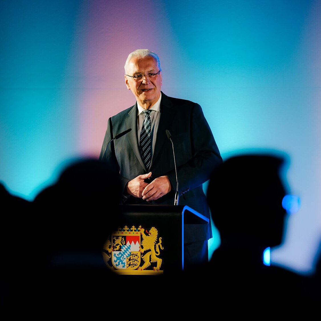 Auf dem Bild ist Innenminister Herrmann beim Staatsempfang anl. des Weltmarktführer Innovation Day zu sehen.
