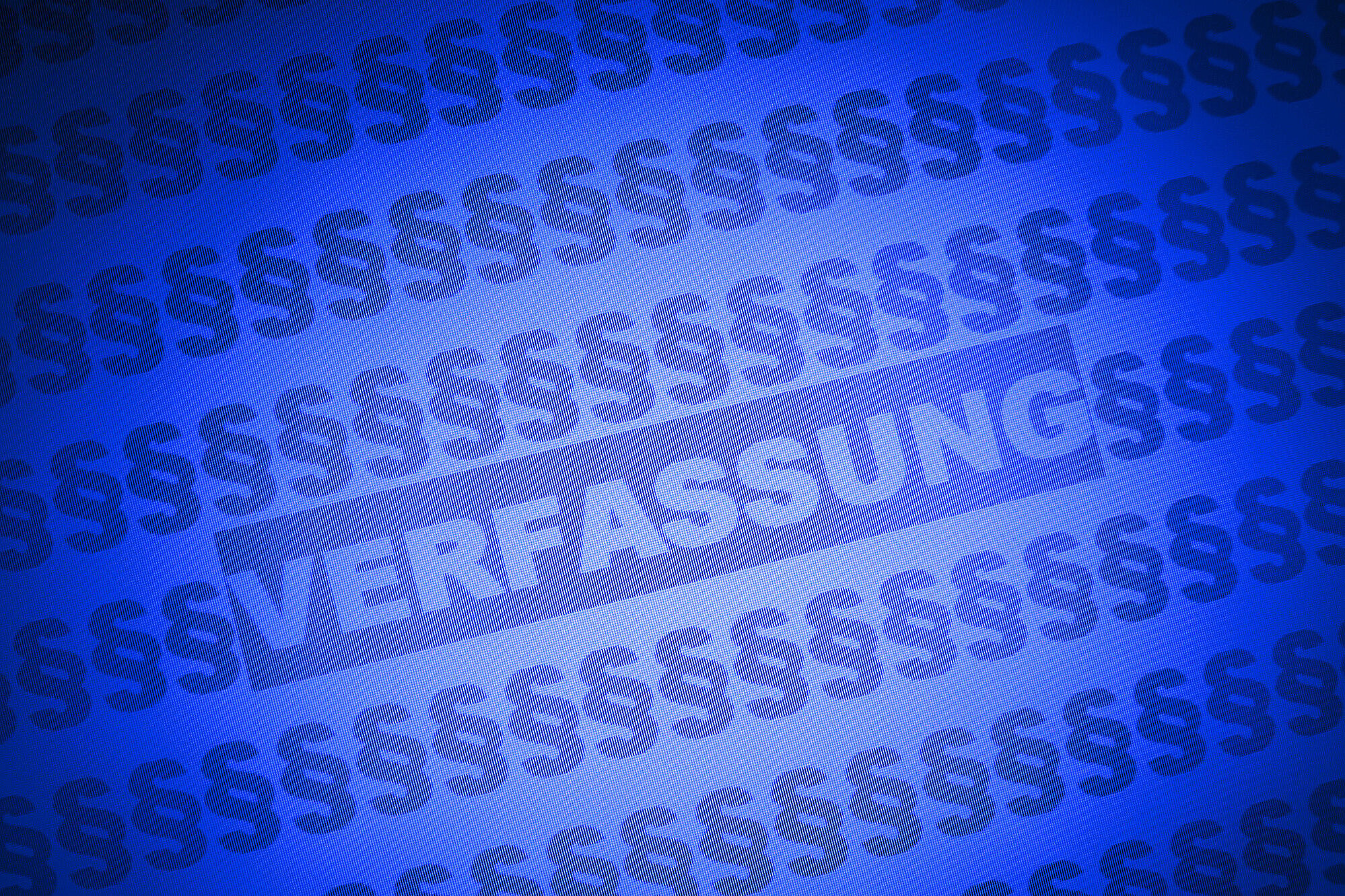 Das Wort Verfassung auf blauem Hintergrund umrahmt von vielen Paragraphensymbolen