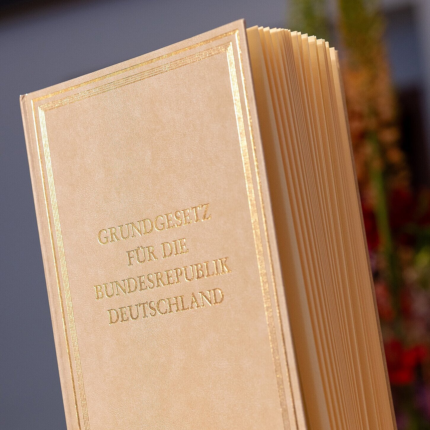 Grundgesetz in edlem Buch auf Tisch